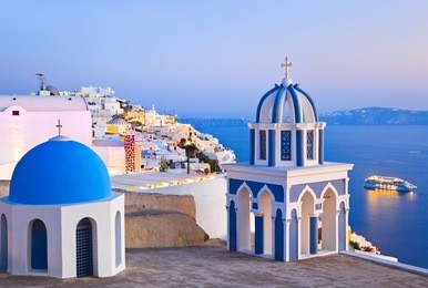 santorini sunset (firostefani) - greece vacation background
