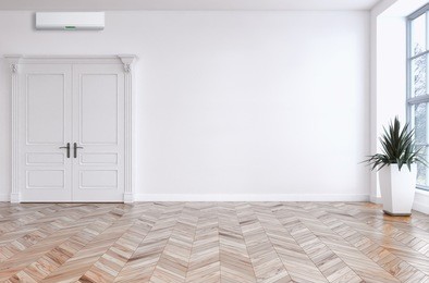 modern bright room with air conditioning, 3d rendering illustration