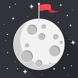 moon with flag and stars flat design icon