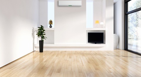 modern bright interior with air conditioning, 3d rendering illustration