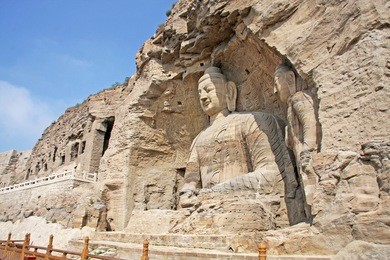 buddha statue : yungang grottoe, datong ; shanxi china. selective focus.