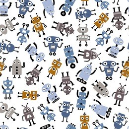 seamless pattern with different robots.
