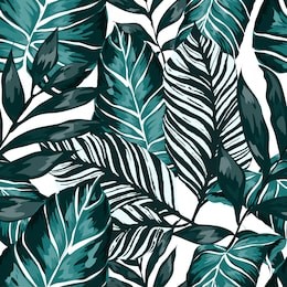 watercolor seamless pattern with tropical leaves: palms, monstera, passion fruit. beautiful allover print with hand drawn exotic plants. swimwear botanical design. vector.