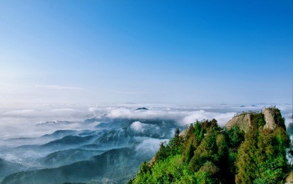 a hike in the yandang mountain during the sunrise, zhejiang, china