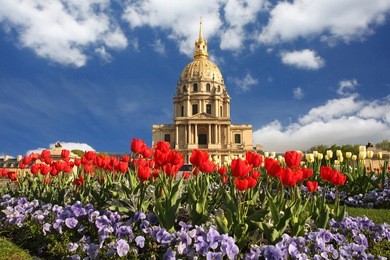 paris, les invalides in spring time, famous landmark, france