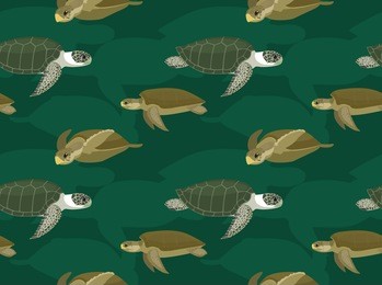 sea turtle flatback cartoon seamless wallpaper