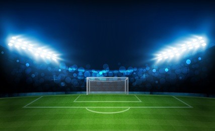 football arena field with bright stadium lights vector design. vector illumination