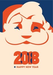 santa claus with beard flat minialistic vector illustration. christmas vintage hipster poster for party or greeting card.