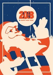santa claus flat minialistic vector illustration. christmas vintage hipster poster for party or greeting card.