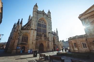 the abbey church of saint peter and saint paul (aka bath abbey) in bath, uk