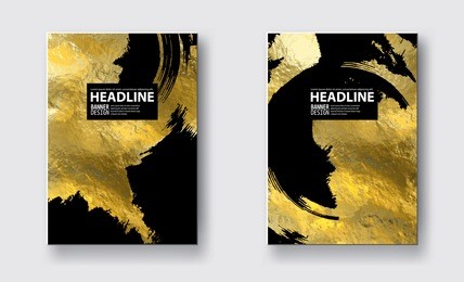 vector black and gold design templates for brochures, flyers, mobile technologies, applications, online services, typographic emblems, logo, banners and infographic. golden abstract modern background.