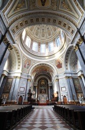 hungarian esztergom basilica inside - altar view, under the dome