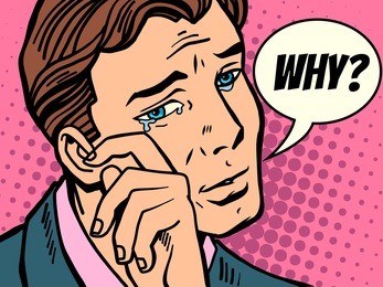 why man wipes tears. comic book cartoon pop art retro illustrator vector drawing