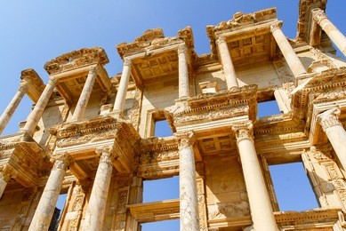 library of celsus in the ancient city of ephesus, turkey. ephesus is a unesco world heritage site.
