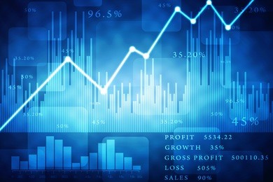 2d rendering stock market online business concept. business graph 