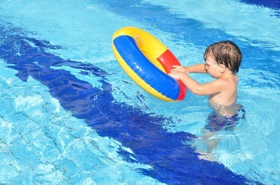 little boy in the swimming pool