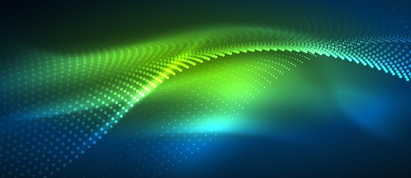 smooth smoke particle wave, big data techno background with glowing dots, hi-tech concept