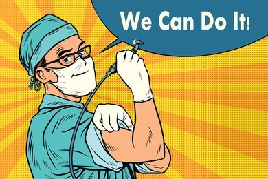 dentist we can do it. medicine and health care. pop art retro  illustration