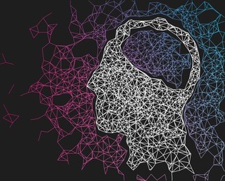 human head network line abstract background. concept of ai, deep