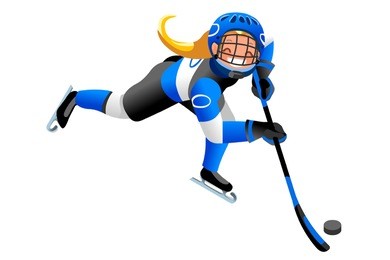 ice hockey vector cartoon clipart. winter sports background with hockey athlete playing winter competition. 3d flat isolated isometric people illustration.