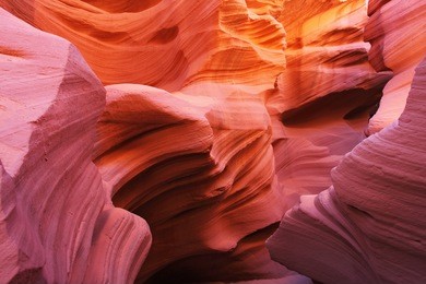 magic play the red and orange colors in the famous antelope canyon in the navajo indian reservation. u.s.
