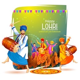 vector illustration of happy lohri holiday festival of punjab india