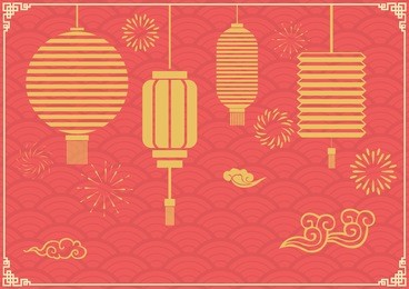 chinese new year background with lanterns