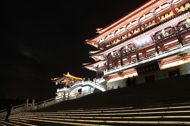 xi 'an datang furong garden at night, is located in china's shaanxi province. the famous tourist scenic spot.
