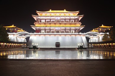 xi 'an datang furong garden at night, is located in china's shaanxi province. the famous tourist scenic spot.
