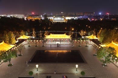xi 'an datang furong garden at night, is located in china's shaanxi province. the famous tourist scenic spot.
