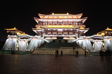 xi 'an datang furong garden at night, is located in china's shaanxi province. the famous tourist scenic spot.
