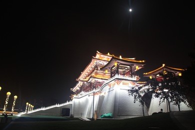 xi 'an datang furong garden at night, is located in china's shaanxi province. the famous tourist scenic spot.
