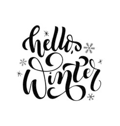 
hello winter lettering card. hand drawn inspirational winter quote  with doodles. winter greeting card. motivational print for invitation cards, brochures, poster, t-shirts, mugs.