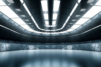 modern future background technology sci-fi interior concept. 3d rendering