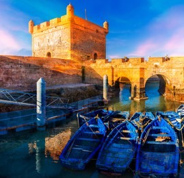 sqala du port, defensive tower at the fishing port of essaouira, morocco