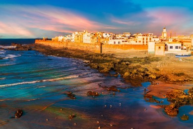 essaouira town at the sunset time, morocco