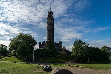 nelson's monument on calton hill in edinburgh, scotland