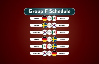 world cup russia 2018. match schedule group f vector illustration. eps10.