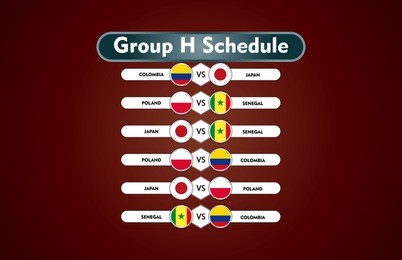 world cup russia 2018. match schedule group h vector illustration. eps10.