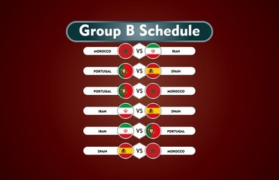world cup russia 2018. match schedule group b vector illustration. eps10.