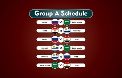 world cup russia 2018. match schedule group a vector illustration. eps10.