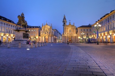 piazza san carlo at sunset, turin (torino), italy