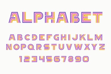 vector of linear font and alphabet
