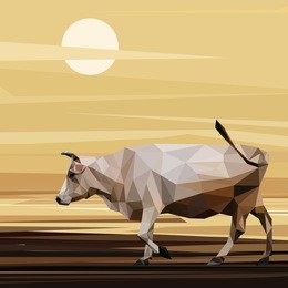 cow low poly design. triangle vector illustration.