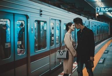 young japanese couple spending time together in tokyo
