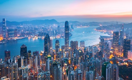 amazing view on hong kong city from the victoria peak, china