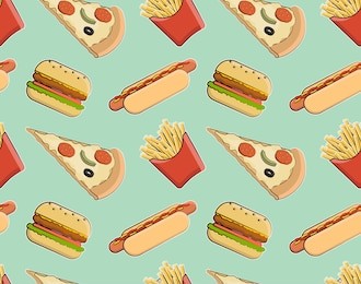 seamless pattern fast food, vector