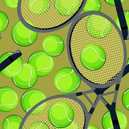 seamless background pattern with tennis balls and racket