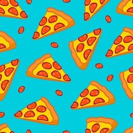 hand draw pizza pattern. doodle pizza seamless pattern background. fast food vector.