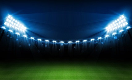 football arena field with bright stadium lights vector design. vector illumination